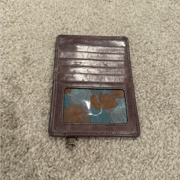HOBO Leather Euro Slide Card Holder Slit Pocket Wallet with Zip Pockets in Brown - Picture 1 of 4